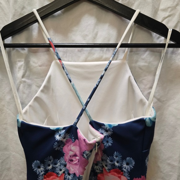 Guess Los Angeles Floral Print Apron Halter Sleeveless Mini Dress 2 Bodycon - Picture 10 of 11